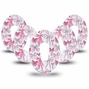ExpressionMed Bows and Ribbons Dexcom G6 Tape 5-Pack Tape Hair Bow Inspired Pink Ribbon, Plaster Continuous Glucose Monitor Design