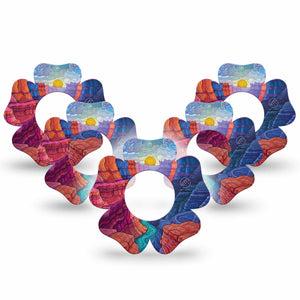 ExpressionMed Grand Canyon Freestyle Libre, Libre 2 Plus, and Abbott Lingo Flower, 5-Pack desert nature style Sensor Cover for Continuous Glucose Monitor