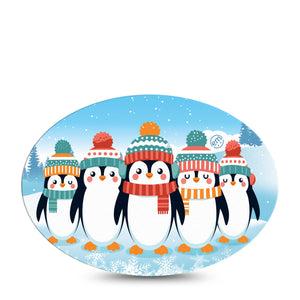 ExpressionMed Penguins In Row Medtronic Guardian Enlite Universal Oval Single Tape Happy Cheery Penguins, Plaster Continuous Glucose Monitor Design