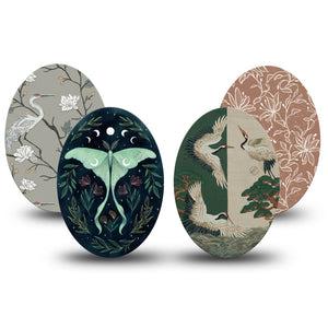ExpressionMed Earth Tones Medtronic Guardian Enlite Universal Oval, 4-Pack Tape Elegant swans and moth print Best Covers for CGM