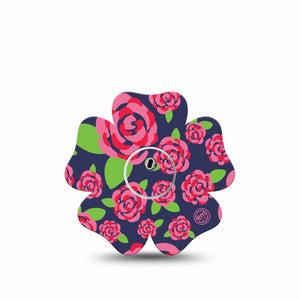 ExpressionMed Pretty Pink Roses Freestyle Libre 3 and Libre 3 Plus Flower Shape Tape Single Tape and Single Sticker Pink Blossoms, Plaster CGM Design
