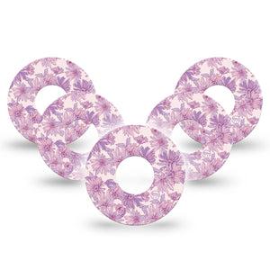 ExpressionMed Purple Daisy Infusion Set Tape, 10-Pack Tape Lilac Daisy Garden, Overlay Patch Continuous Glucose Monitor Design