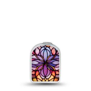 ExpressionMed Stained Glass Omnipod Sticker, Pod Surface Sticker colorful stained glass mosaic pattern Fixing Ring Tape For Insulin Pump