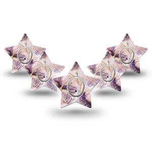 ExpressionMed Pink Pearls Dexcom G7 and Dexcom Stelo Glucose Biosensor System Star, 5-Pack Tape and 5-Pack Sticker Pink glistening florals Plaster for Continuous Glucose Monitor