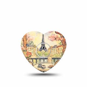 ExpressionMed Café Terrace Freestyle Libre 3 and Libre 3 Plus Heart, Single Tape and Single Sticker Watercolor cafe Patch for CGM