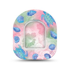 ExpressionMed Turtley One-derful Omnipod Mini, Single Tape and Single Sticker Irrideceent like turtles seashells Sensor Cover For Pump
