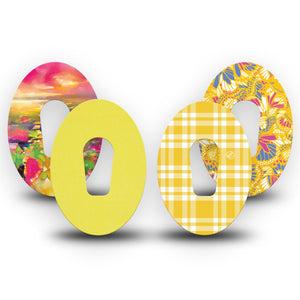 ExpressionMed Sunlit Yellow Dexcom G6, 4-Pack Tape yellow flower pattern Decorative Adhesive Tape for CGM