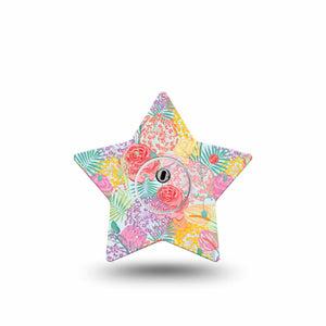 ExpressionMed Spring Flowers Freestyle Libre 3 and Libre 3 Plus Star, Single Tape and Single Sticker Intricate florals Fixing Ring Tape for CGM