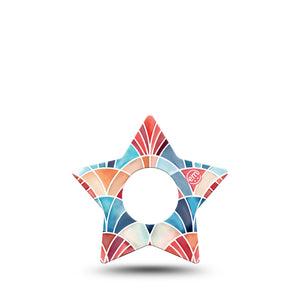 ExpressionMed Watercolor Fan Infusion Star, 5-Pack Red blue fan shape Waterproof Adhesive Tape For Insulin Pump
