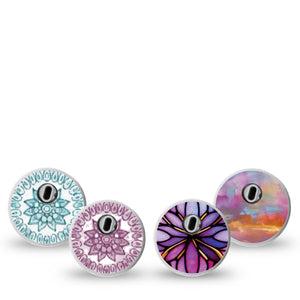 ExpressionMed Sunset Blossom Variety Pack Freestyle Libre 3 and Libre 3 Plus Sticker 4-Pack Sticker Variety Geometric Floral Prints, Decorative Decal CGM Design