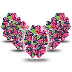 ExpressionMed Pretty Pink Roses Dexcom G6 Flower Shape Tape 5-Pack Tape and 5-Pack Sticker Pink Flowers, Adhesive Patch Continuous Glucose Monitor Design