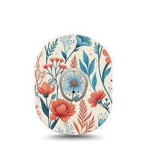ExpressionMed Desert Wildflower Dexcom G7 and Dexcom Stelo Glucose Biosensor System, Single Tape and Single Sticker High contrast floral design Overlay Patch for CGM