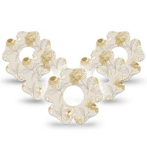ExpressionMed Sketched Peonies Infusion Flower, 10-Pack Floral linework pattern Fixing Ring Patch For Pump