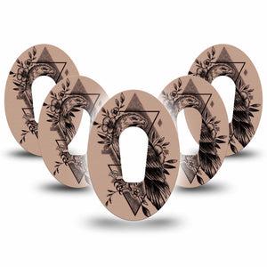 ExpressionMed Hawk Dexcom G6 Tape, 5-Pack Tape Body Art Inspired, Plaster Continuous Glucose Monitor Design