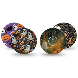 ExpressionMed Halloween Forest Freestyle Libre 3 and Libre 3 Plus, tape and sticker  halloween forest ghost pattern Fixing Ring Tape for Continuous Glucose Monitor