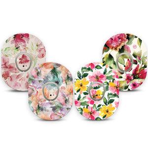 ExpressionMed Fragile Flowers Dexcom G7 Sticker and Tape, Dexcom Stelo Glucose Biosensor System, Watercolor Texture Inspired, Vinyl Sticker and Tape Pairing Continuous Glucose Monitor Design