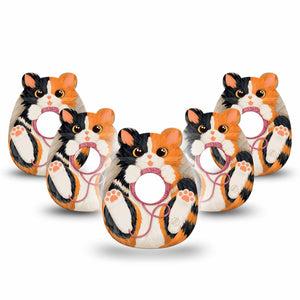 ExpressionMed Playful Kitten Freestyle Libre 3 and Libre 3 Plus Gumdrop Shape Tape, 5-Pack Tape Calico Kitten, Overlay Patch CGM Design