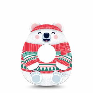 ExpressionMed Cozy Polar Bear Infusion Set Tape 5-Pack Tape Sweater-Wearing Polar Bear, Overlay Patch CGM Design