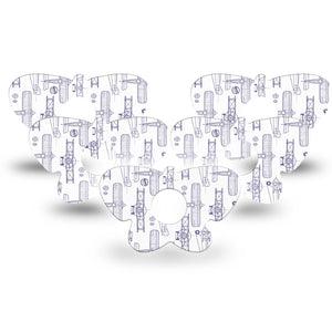 ExpressionMed Airplane Freestyle Libre 3 and Libre 3 Plus Butterfly Shape Tape 5-Pack Tape Navy Stenciled Planes, Overlay Patch CGM Design
