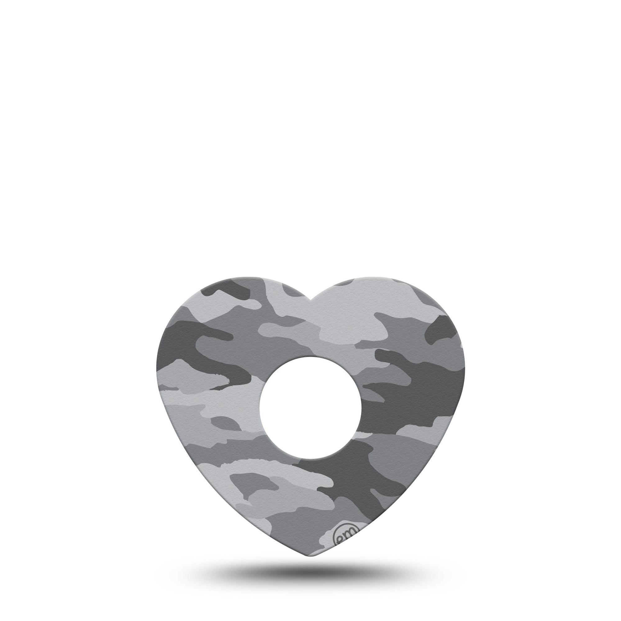 ExpressionMed Gray Camo Freestyle Libre 3 Heart Shape Tape Single Tape Camo Scheme Patch CGM Design