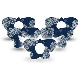 ExpressionMed Blue Swirls Dexcom G7 Butterfly Shape Tape, Dexcom Stelo Glucose Biosensor System, 5-Pack Tape Deep Blue Twists, Adhesive Tape CGM Design