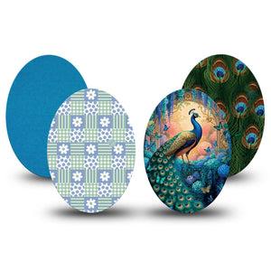 ExpressionMed Ornate Peacock Medtronic Guardian Enlite Universal Oval, 4-Pack Tape elegant bird artwork Best Covers for CGM