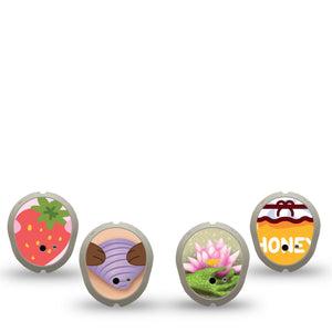 ExpressionMed Buzz, Boink and Splash Variety Pack Dexcom G7 Sticker, Dexcom Stelo Glucose Biosensor System, 4-Pack Sticker Variety Adorable Stuffed Animal Inspired, Vinyl Decoration Continuous Glucose Monitor Design