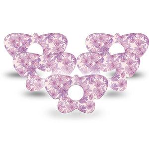 ExpressionMed Purple Daisy Freestyle Libre 3 and Libre 3 Plus Butterfly Shape Tape, 5-Pack Tape Summer Purple Flowers, Overlay Patch CGM Design