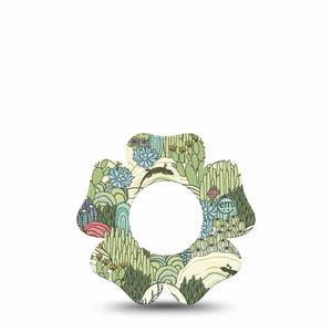 ExpressionMed Cactus Freestyle Libre 2 and Libre 2 Plus Flower Shape Tape, Abbott Lingo,  Single Tape Light Green Cactus Plants, Fixing Ring Tape CGM Design