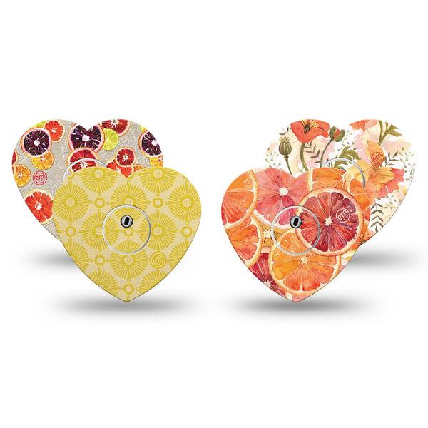 ExpressionMed Citrus Crush Freestyle Libre 3 and Libre 3 Plus Heart, tape and sticker  orange lemon design Patch for CGM