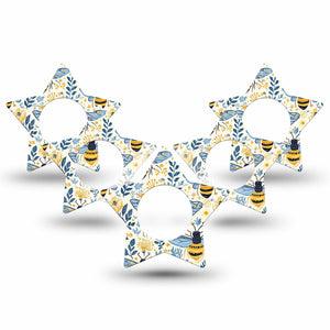 ExpressionMed Busy Bees Freestyle Libre, Libre 2 Plus, and Abbott Lingo Star, 5-Pack Pretty bees Accessories for Continuous Glucose Monitor
