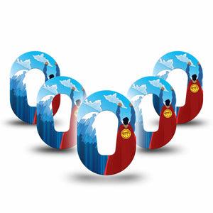 ExpressionMed Super Man Dexcom G6 Mini Tape 5-Pack Tape Superman Cape, Adhesive Tape CGM Design
