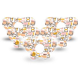 ExpressionMed Squiggles Infusion Set Butterfly Shape Tape, 10-Pack Tape Fun Pink Yellow Pattern, Plaster Continuous Glucose Monitor Design