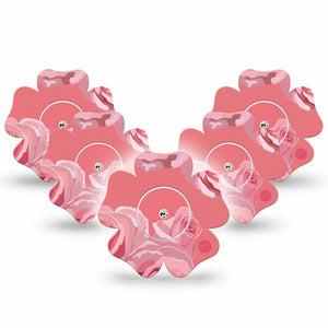 ExpressionMed Blush Rose Freestyle Libre 2 and Libre 2 Plus Flower Shape Tape, Abbott Lingo, 5-Pack Tape and 5-Pack Sticker Silky Petals Plaster CGM Design