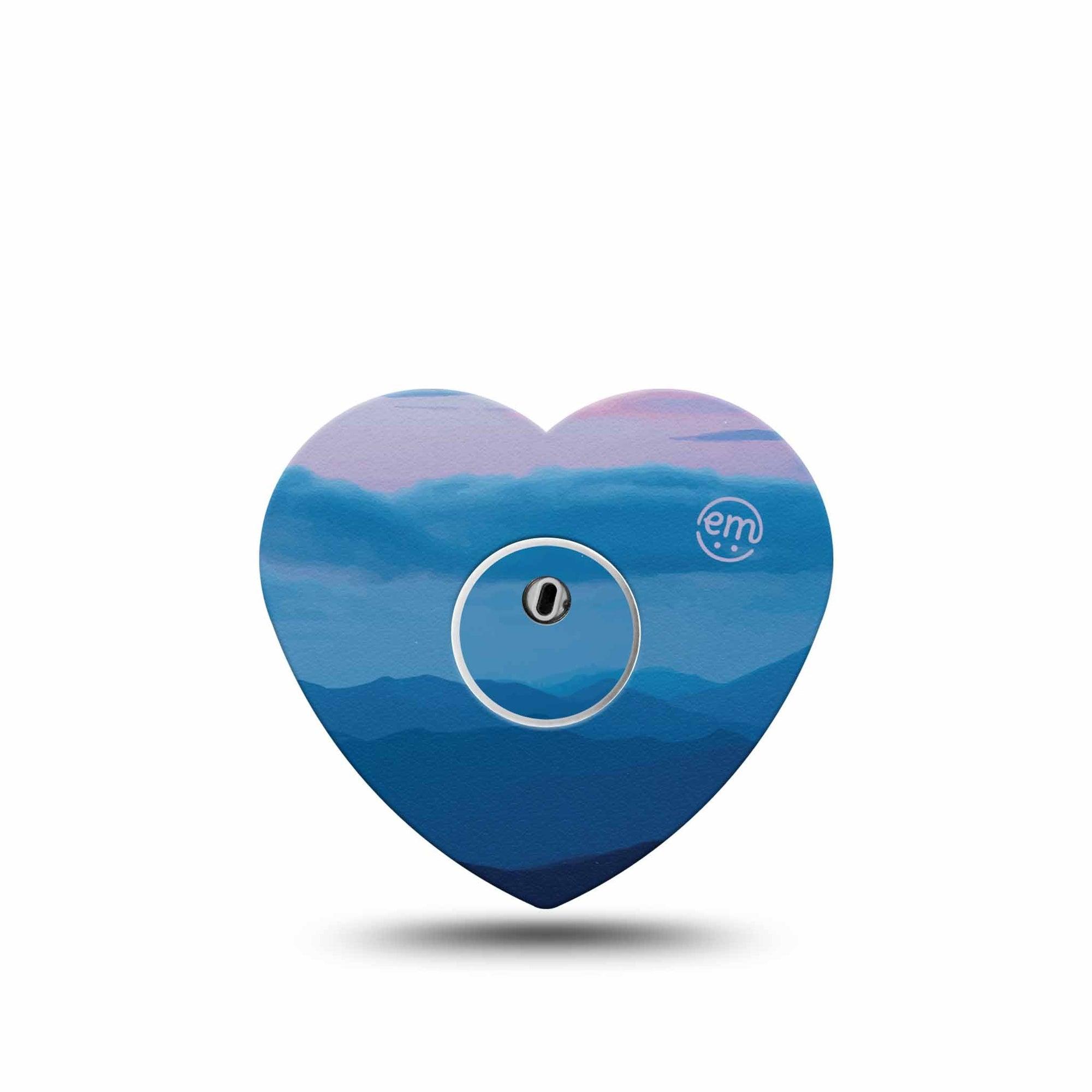 ExpressionMed Watercolor Skies Freestyle Libre 3 and Libre 3 Plus Heart Shape Tape Single Tape and Single Sticker Sky Gradient, Plaster CGM Design