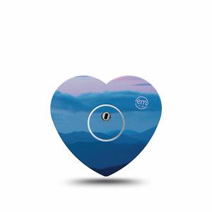 ExpressionMed Watercolor Skies Freestyle Libre 3 and Libre 3 Plus Heart Shape Tape Single Tape and Single Sticker Sky Gradient, Plaster CGM Design
