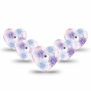 ExpressionMed Wisteria Fade Freestyle Libre 3 and Libre 3 Plus Heart, 5-Pack Tape and 5-Pack Sticker Pattern floral Adhesive Patch for Continuous Glucose Monitor