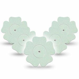 ExpressionMed Mint Green Freestyle Libre 2 and Libre 2 Plus Flower Shape Tape, Abbott Lingo, 5-Pack Tape and 5-Pack Sticker Bright Green Color, Plaster CGM Design