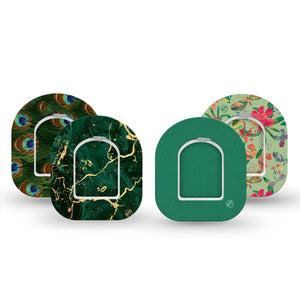 ExpressionMed Deep Forest Variety Pack Omnipod Mini Tape, 4-Pack Tape and 4-Pack Stickers Variety Pantone 7727 U Inspired, Adhesive Tape Pump Design