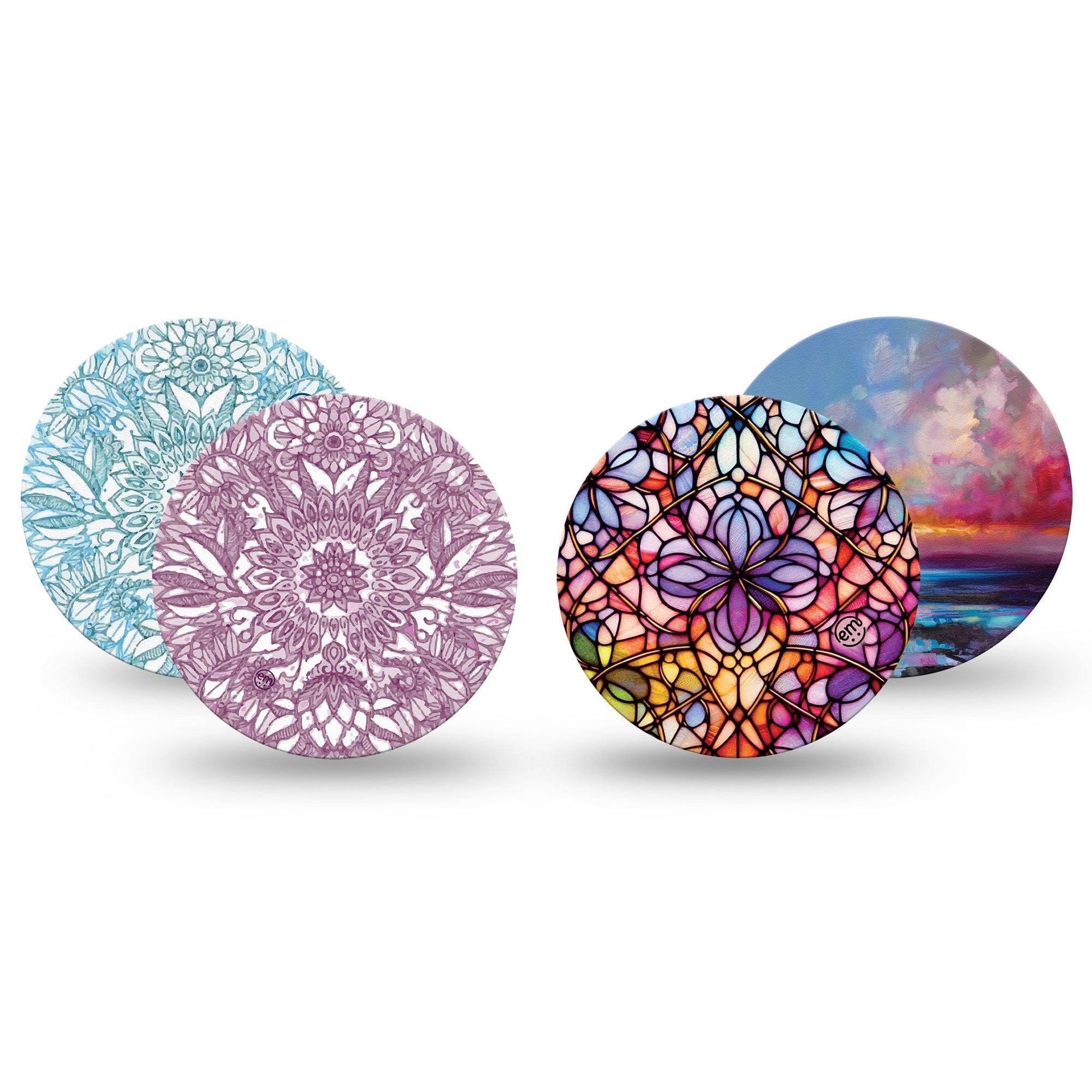 ExpressionMed Sunset Blossom Variety Pack Dexcom G7 Overpatch, Dexcom Stelo Glucose Biosensor System, 4-Pack Tape Variety Bright Sky Color Inspired, Overlay Tape CGM Design