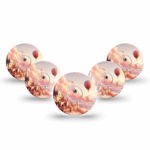 ExpressionMed Dreamy Skies Freestyle Libre 3 and Libre 3 Plus Tape, 5-Pack Tape and 5-Pack Sticker Sunset Cloud, Adhesive Tape Continuous Glucose Monitor Design