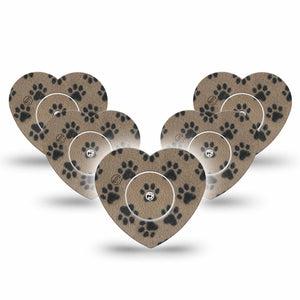 ExpressionMed Fuzzy Pawprints Freestyle Libre, Libre 2 Plus, and Abbott Lingo Heart, 5-Pack Tape and 5-Pack Sticker Fur pawprints Plaster for Continuous Glucose Monitor
