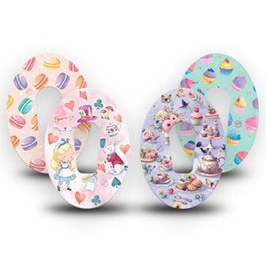 ExpressionMed Mad Hatter's Delight Variety Pack Dexcom G6 Tape, 4-Pack Tape Variety Cartoon Inspired Tea Party, Plaster Continuous Glucose Monitor Design