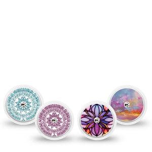 ExpressionMed Sunset Blossom Variety Pack Freestyle Libre and Libre 2 Plus Sticker, Abbott Lingo, 4-Pack Sticker Variety Sunset Color Florals, Vinyl Graphics Continuous Glucose Monitor Design