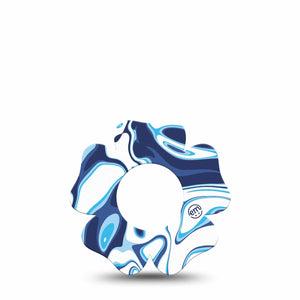 ExpressionMed Blue Marble Freestyle Libre 2 and Libre 2 Plus Flower Shape Tape, Abbott Lingo, Single Tape Swirling Blue, Plaster CGM Design