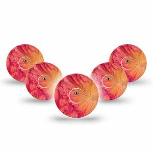 ExpressionMed Ruffles Freestyle Libre 3 and Libre 3 Plus Gumdrop, 5-Pack Tape and 5-Pack Sticker Orange red ombre Sensor Cover for CGM