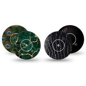 ExpressionMed Velvet Royale Variety Pack Freestyle Libre and Libre 2 Plus Sticker and Tape, Abbott Lingo, Deep Green Black Accents, Adhesive Sticker and Tape Design Continuous Glucose Monitor Design