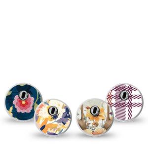 ExpressionMed Antlers & Autumn Variety Pack Freestyle Libre 3 and Libre 3 Plus Sticker, 4-pack Sticker Variety, Early Fall Bouquet, Decorative Decal CGM Design