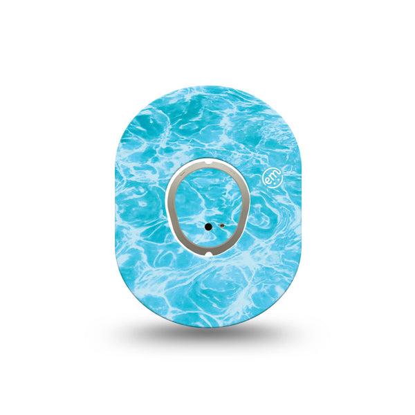 ExpressionMed Sunlit Water Dexcom G7 and Dexcom Stelo Glucose Biosensor System Mini, Single Tape and Single Sticker Summer pool inspired Waterproof Sensor Cover for CGM