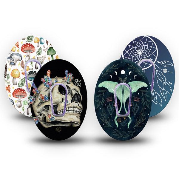 ExpressionMed Witching Hour Variety Pack Dexcom G6 Tape 4-Pack Tape and 4-Pack Sticker Variety Bewitching Inspired Prints, Plaster Continuous Glucose Monitor Design